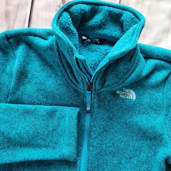 North Face "Crescent Full Zip" Fleece Jacket Heather Blue | Big Girl's Size XL - Picture 1 of 10